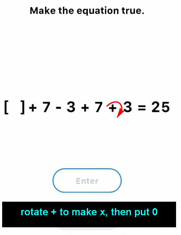 Make the equation true [ ]+73+7+3=25Easy Game May 9 stage 2 Easy